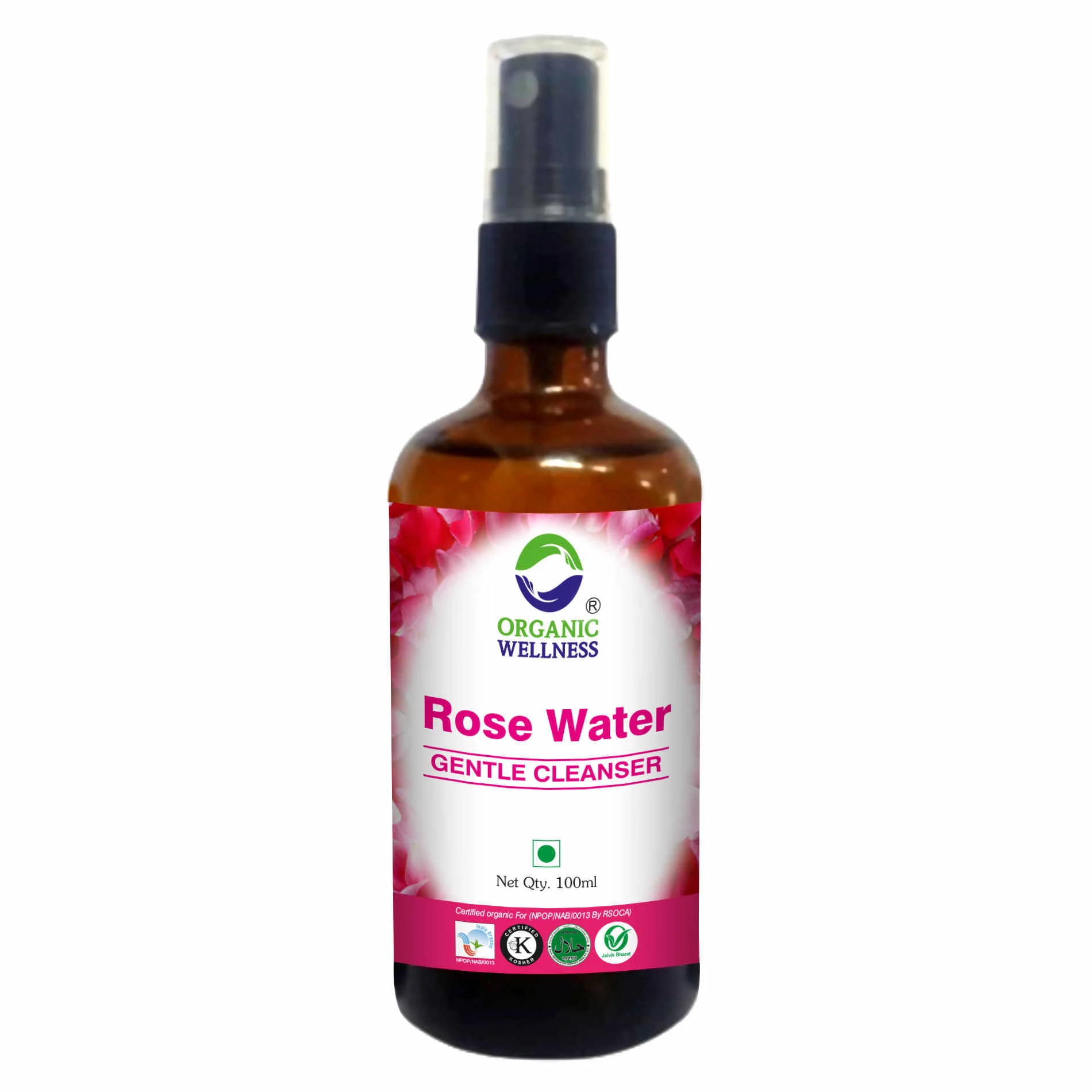 Organic Wellness Rose Water Gentle Cleanser  with spray pump