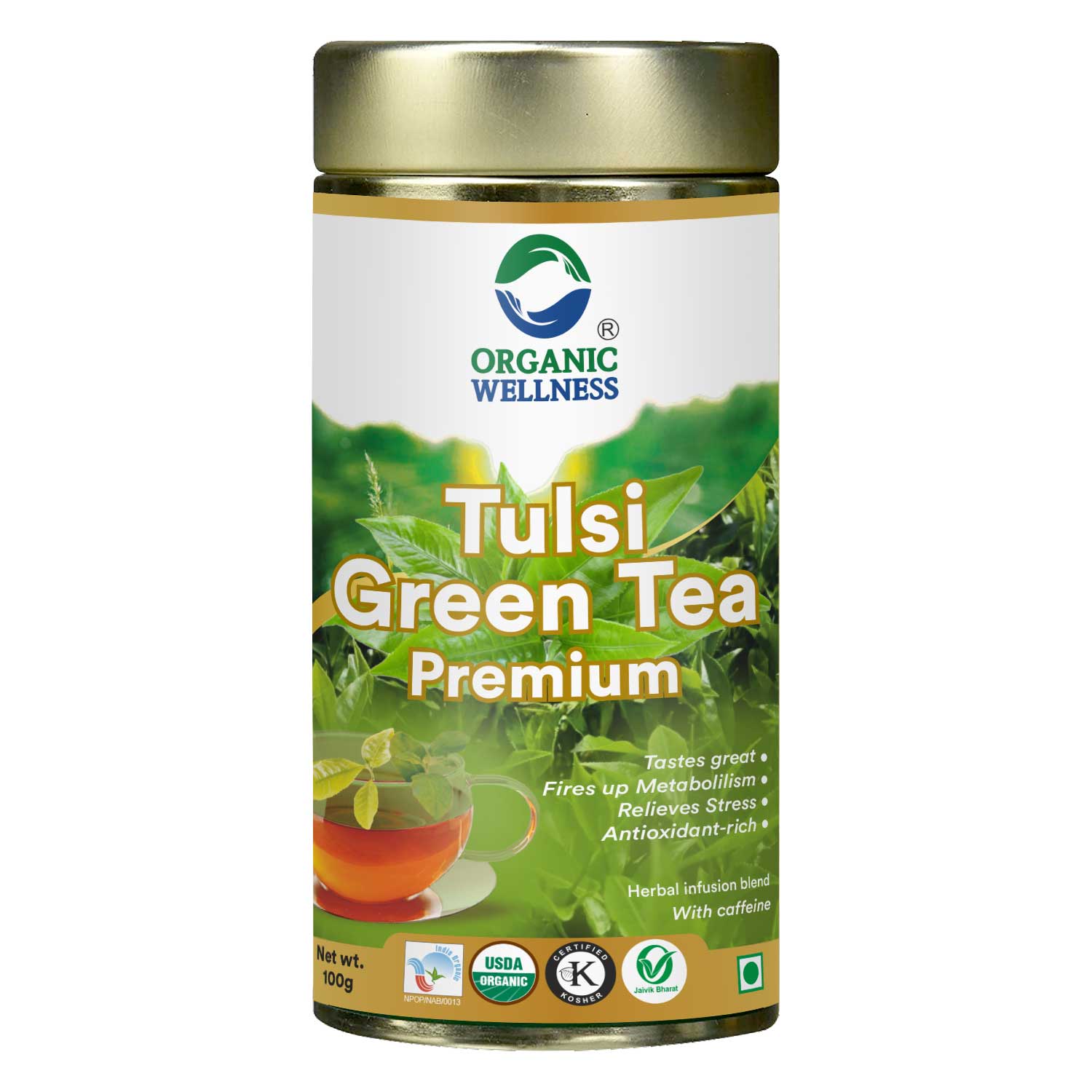 Organic Wellness Tulsi Green Tea Premium  Tin Pack