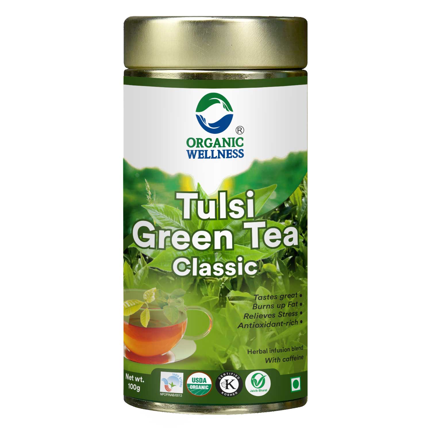 Organic Wellness Tulsi Green Tea Classic Tin Pack