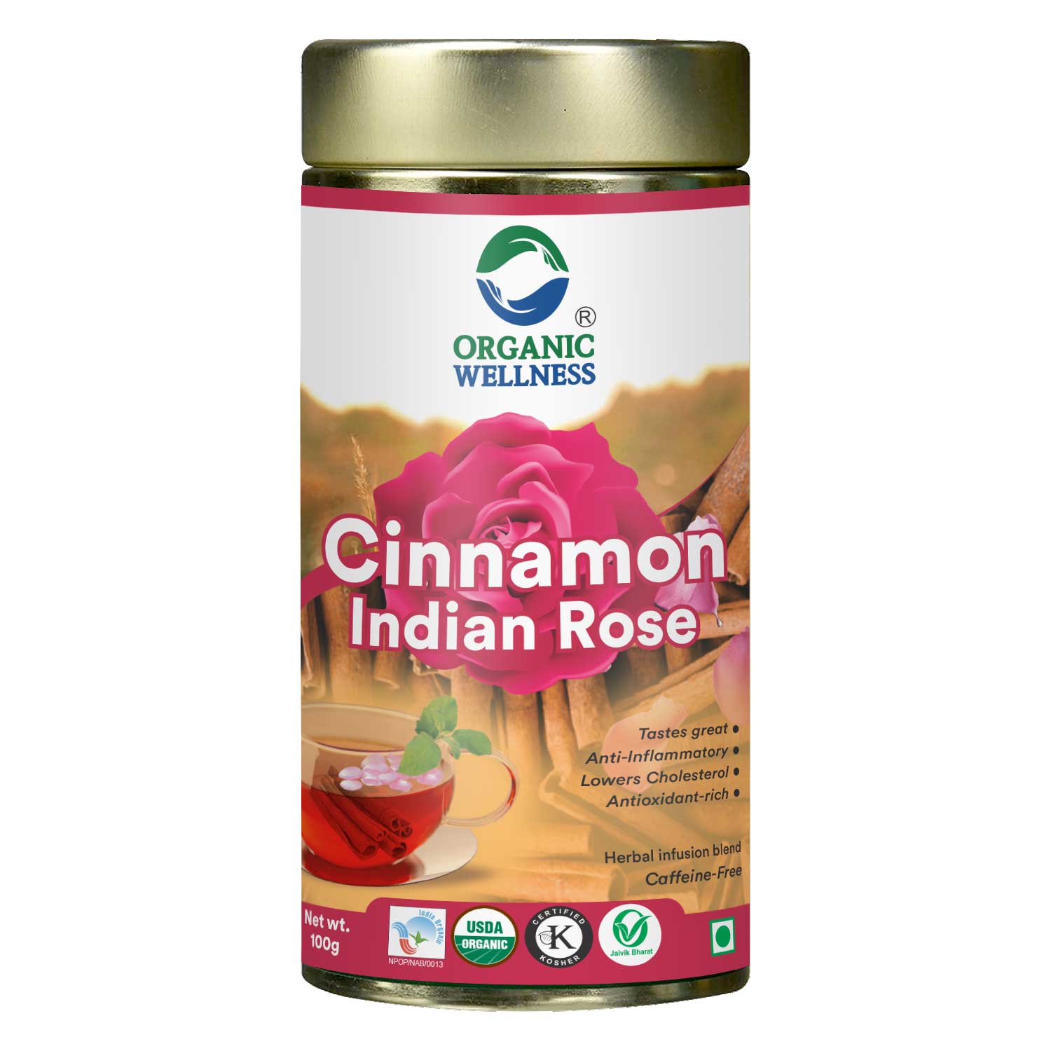 Organic Wellness Cinnamon Indian Rose  Tin Pack